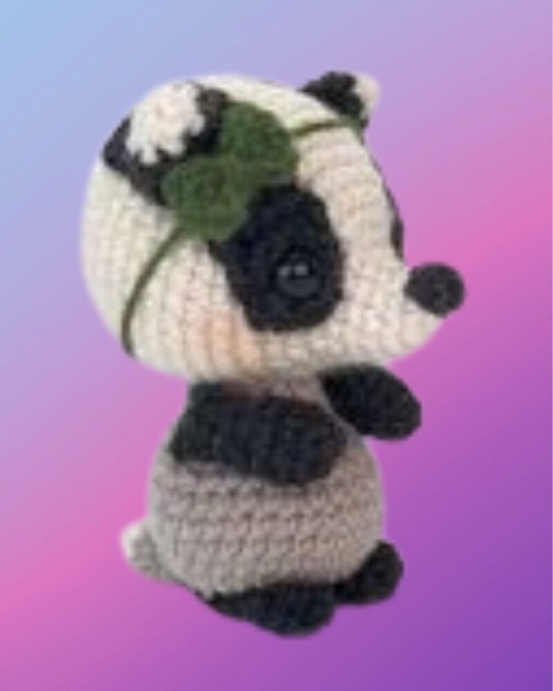 12 Blossom the Badger – Handmade Crochet Woodland Critter