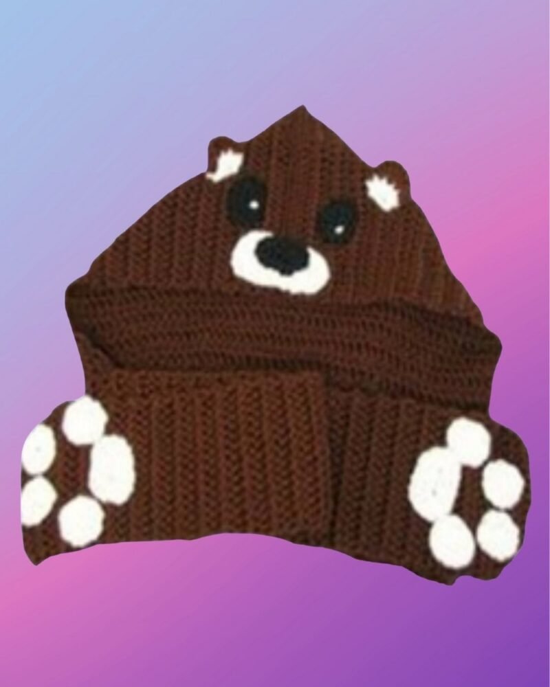 Hooded Bear Scarf with Paw Print Pockets