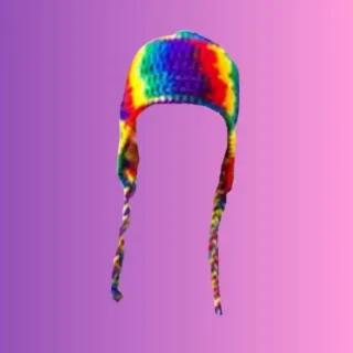Handmade crochet mountain hat with ear flaps and long braided ties