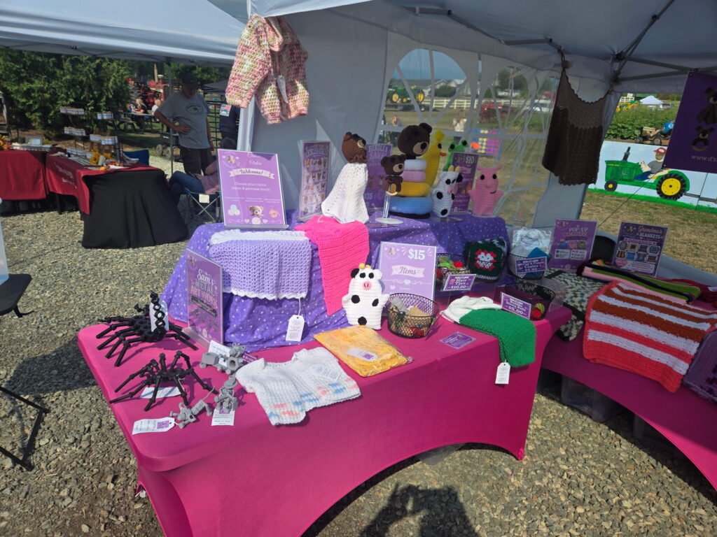 D’s & B’s Gifts crochet and metal artwork display at Andrew’s Hay Tractor Show