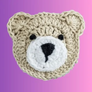 Bear Head Applique Handmade crochet bear head appliqué with customizable colors