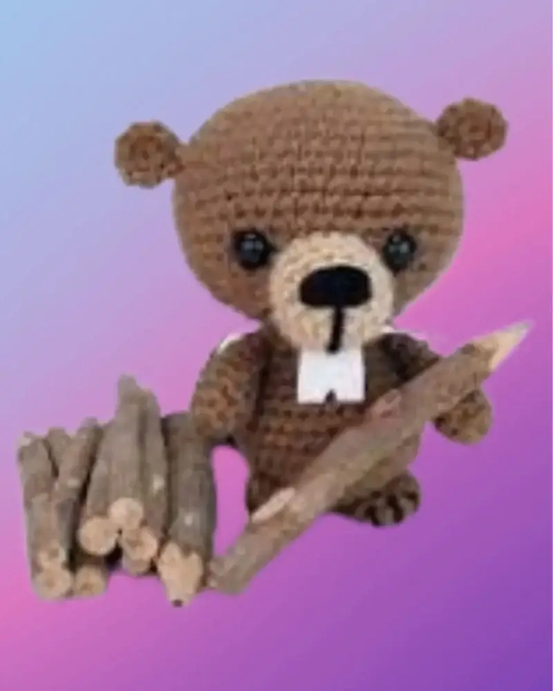 Crocheted Boone the Beaver woodland critter