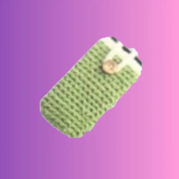 Crocheted cell phone case with button and loop closure