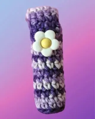 Chap Stick or Lip Stick Holder Crocheted lip balm and lipstick holder with attached top and decorative flower button