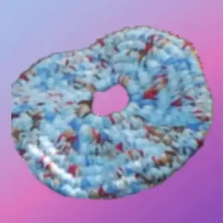 Crocheted pet frisbee toy made from acrylic yarn