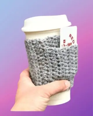 Coffee Cozy with Pocket Crocheted coffee cup cozy with small front pocket