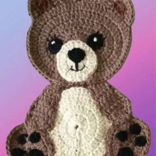 Crochet Bear Appliqué Handmade crochet bear appliqué for blankets, clothing, accessories, and custom crochet projects.