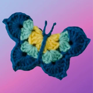 Crochet Butterfly Appliqué Handmade crochet bear appliqué for blankets, clothing, accessories, and custom crochet projects.