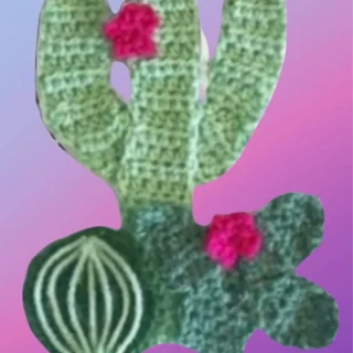 Crochet Cactus Appliqué Handmade crochet cactus appliqué for blankets, clothing, accessories, and custom crochet projects.