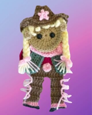 Crochet Cowgirl Appliqué Handmade crochet cowgirl appliqué for blankets, clothing, accessories, and custom crochet projects.