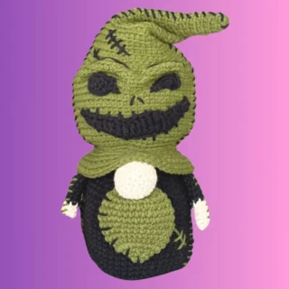 Handmade crochet spooky character stash container with plastic container included