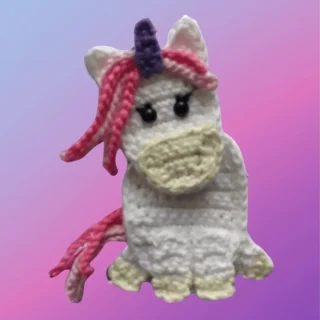 Crochet Unicorn Appliqué Handmade crochet unicorn appliqué for blankets, clothing, accessories, and custom crochet projects.