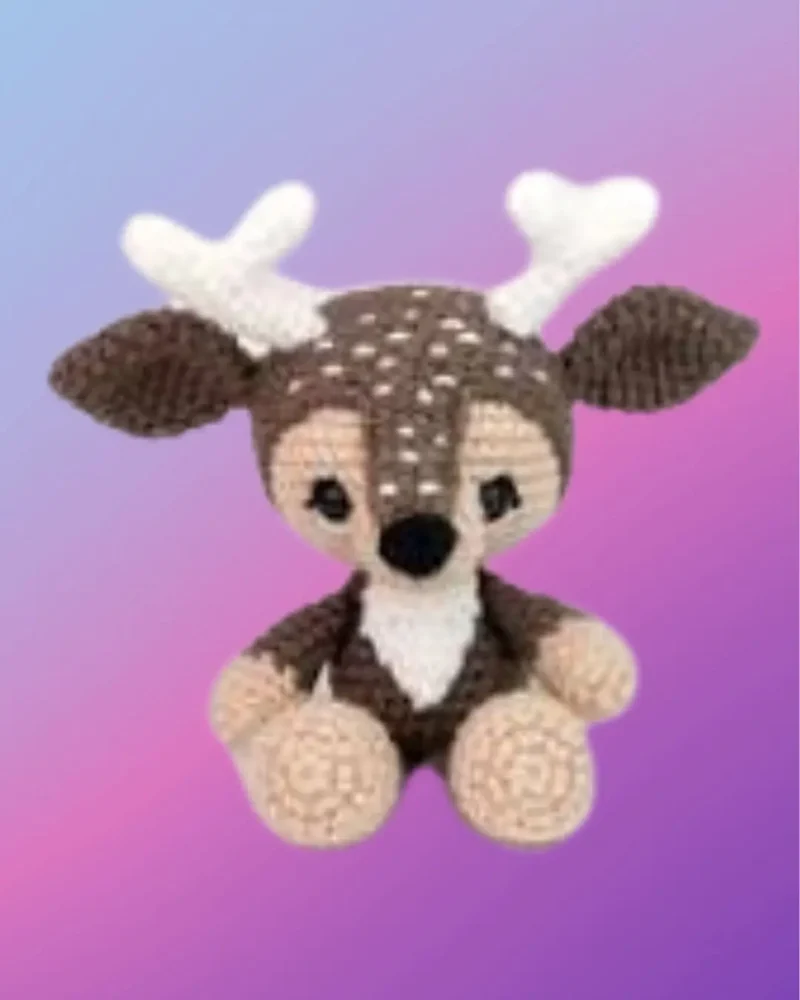 Devin the Deer Woodland Critter Crocheted Devin the Deer woodland critter with antlers and spotted head