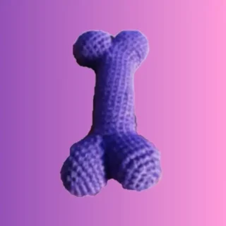 Crocheted dog bone toy made from acrylic yarn with optional squeaker