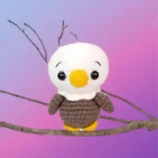 Elliot the Eagle Woodland Critter Crocheted Elliot the Eagle woodland critter with white head and yellow beak