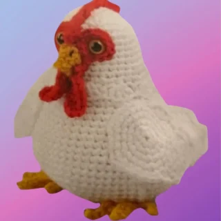 Handmade crochet Farm Chicken Amigurumi by D's & B's Gifts.