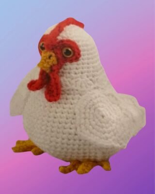 Handmade crochet Farm Chicken Amigurumi by D's & B's Gifts.
