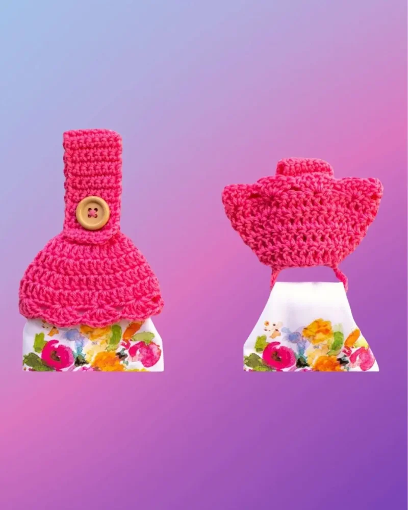 Hand Towel topper with Hidden Ring Handmade crochet hand towel topper with hidden ring for hanging a kitchen towel