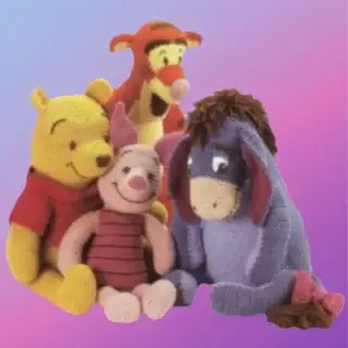 Handmade Honey Pot Friends Gift Set including Honey Pot Bear, Happy Little Pig, Gentle Donkey, and Bouncy Tiger by D's & B's Gifts.