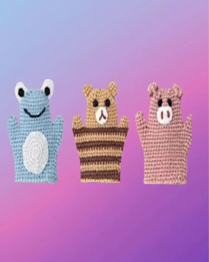 Kids Cleaning Mitts Handmade cotton crochet animal cleaning mitt set for kids