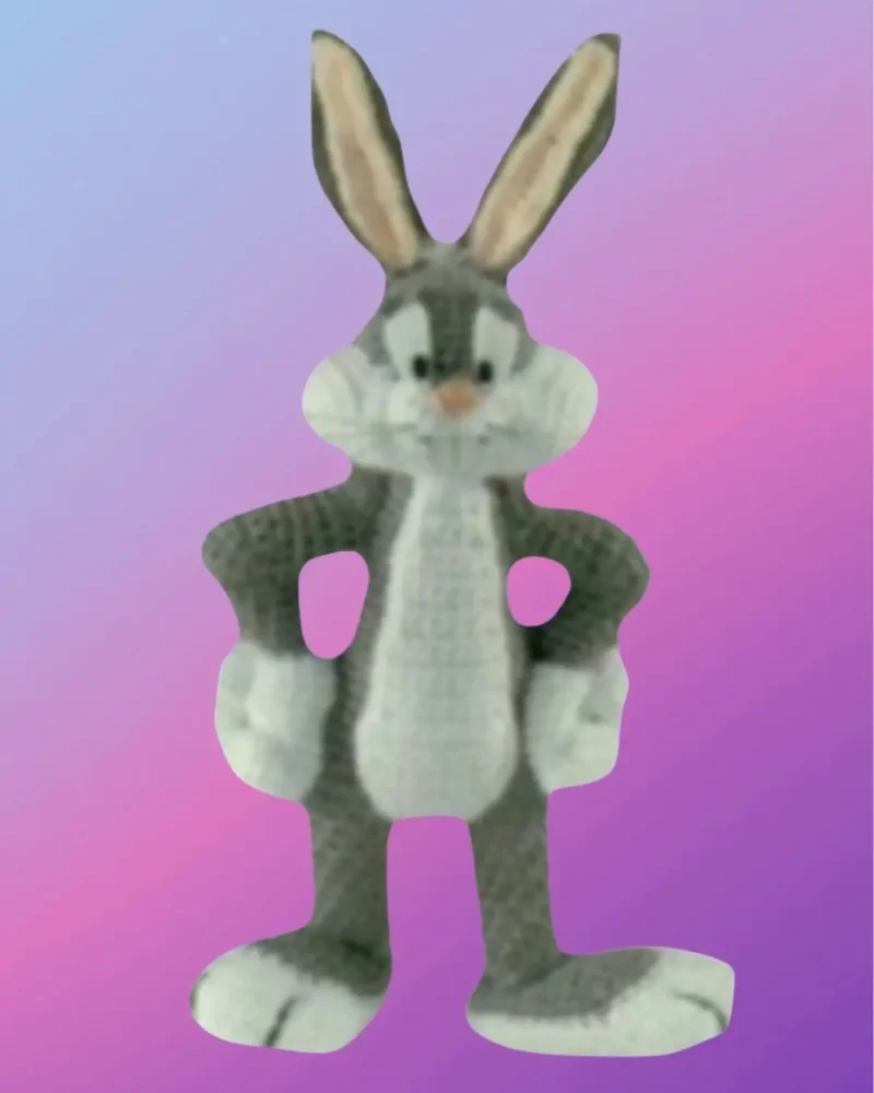 Handmade crochet Playful Bunny with oversized ears.