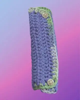 Seat Beat Cozy Crocheted seat belt cozy with button closures for neck and shoulder comfort