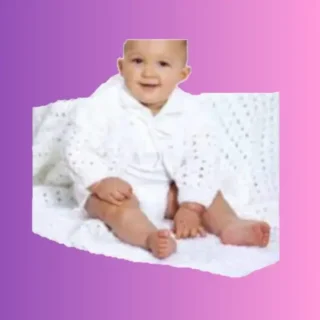 Handmade crochet shell stitch baby sweater with matching baby blanket