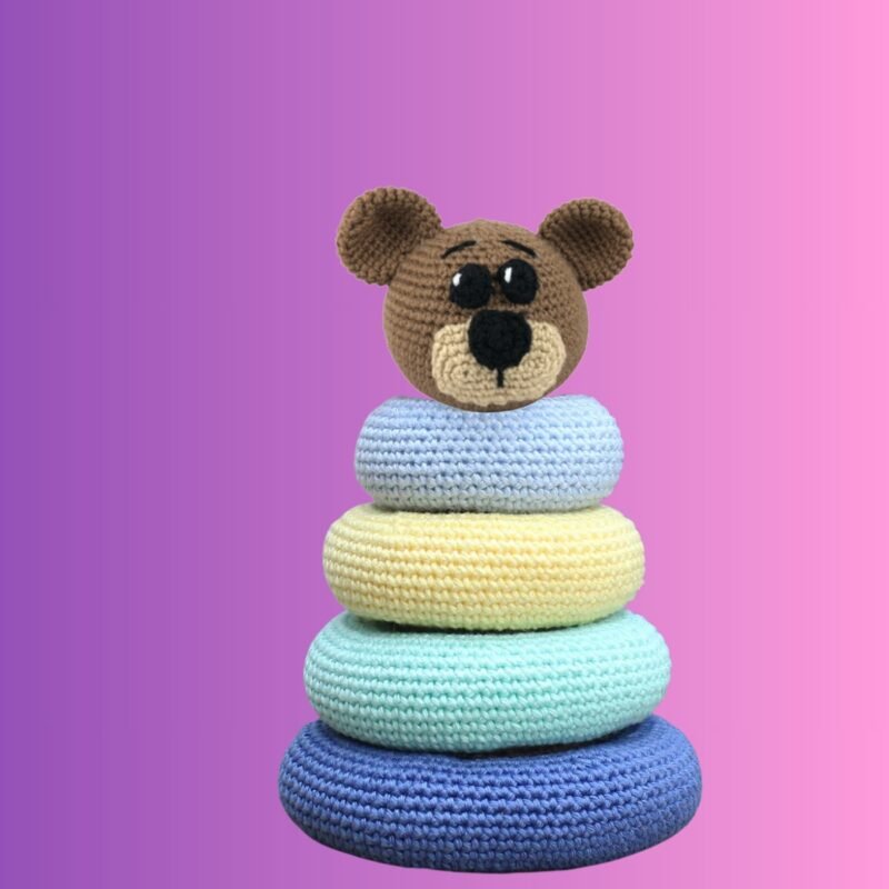 Animal Stacking Ring Toy – Choose Your Animal Handmade crocheted animal stacking ring toy with customizable ring colors