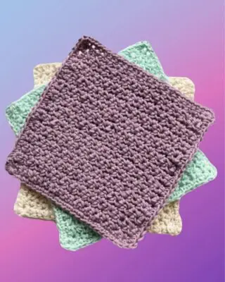 Handmade crochet washcloths with textured stitching