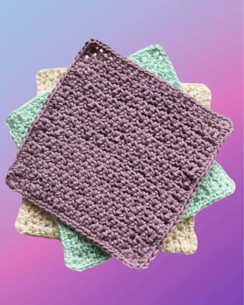 Handmade crochet washcloths with textured stitching
