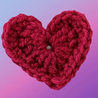Handmade crochet heart appliqué available in your choice of color